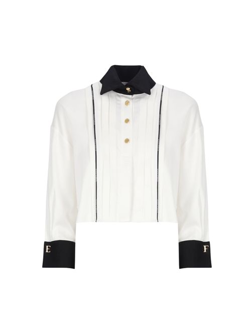 Camicia crop in lyocell con plissettatura Elisabetta Franchi | CA10056E2221